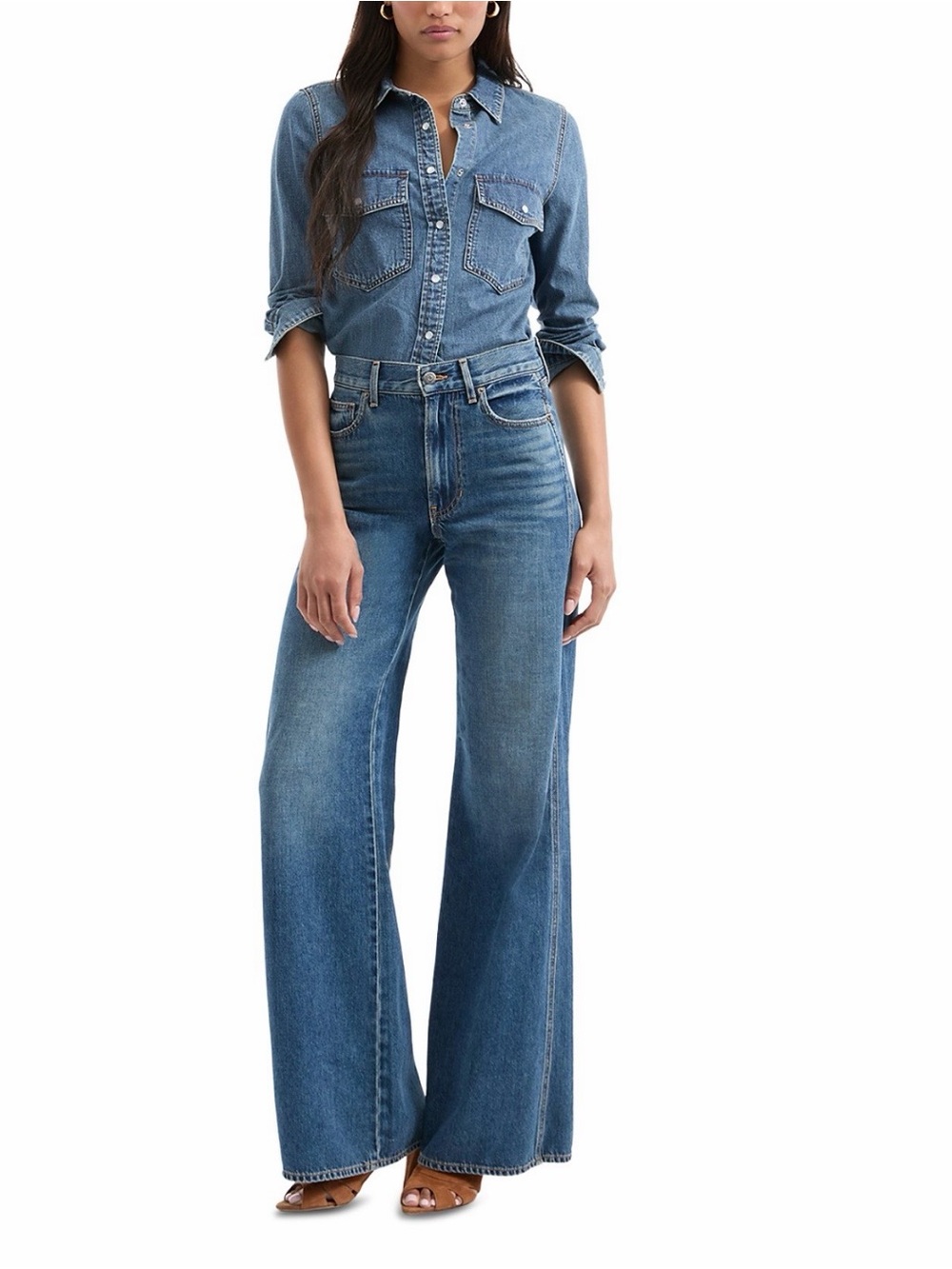 Veronica Beard Kasey High Rise Wide Leg Jeans in City Stroll